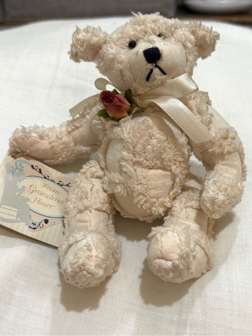 Vintage Cream Bean Bear Grandma’s Heart 7”